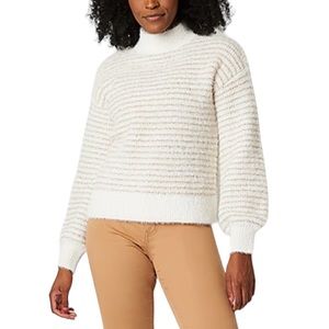 Liz Claiborne Mock Neck Long Sleeve Metallic Striped
Pullover Sweater Large